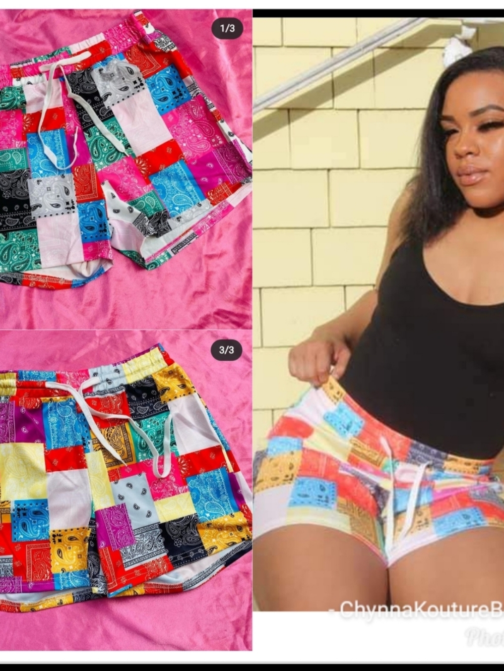 Patchwork Bandana Print Women’s Shorts - Multicolor